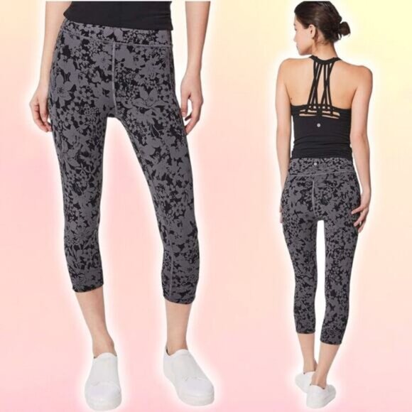 LULULEMON In Movement Crop Everlux Sz 4 Efflorescent Nebula Black - Picture 1 of 7